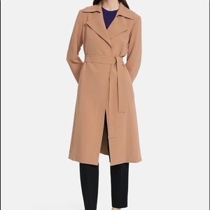 THEORY OAKLANE TRENCH CL 2 DARK CHESTNUT MAXYNE CREPE S SMALL $595